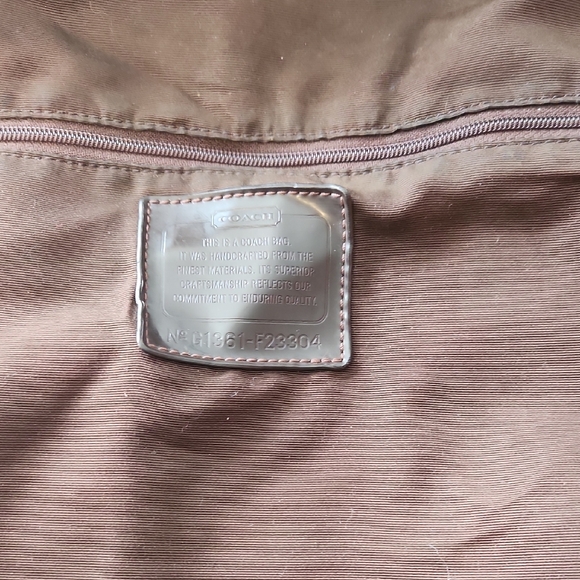 Coach Tan Signature Fold Over Tote - Picture 7 of 12